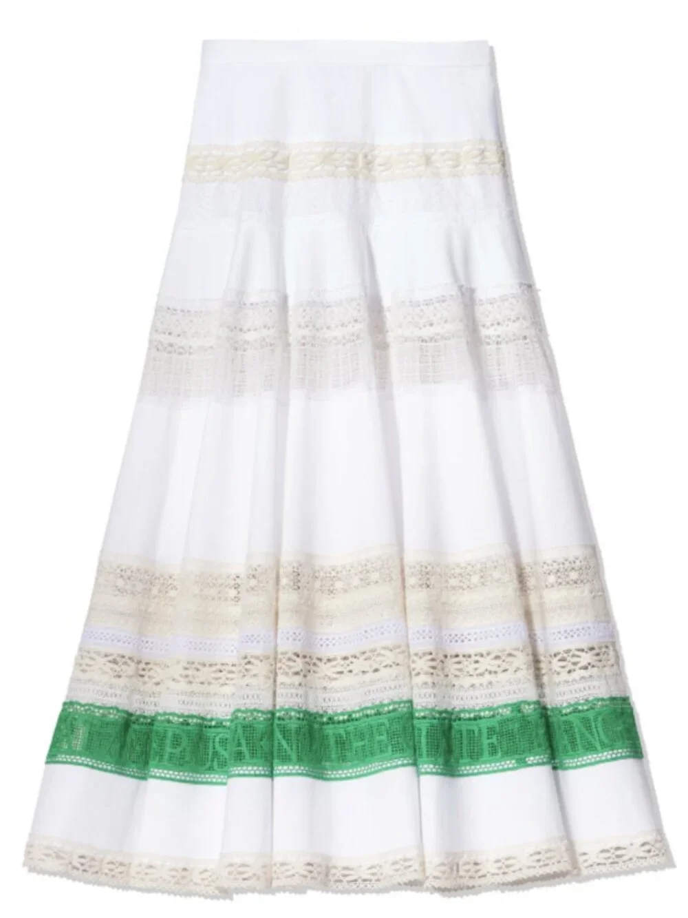 TORY BURCH SS19 Runway Lace-Trim Crochet Skirt Cream US 2 Bohemian Cottagecore